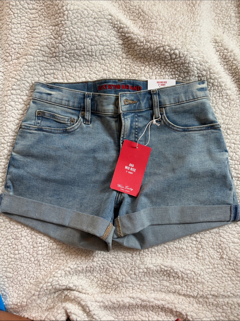 Lucky Brand Light Blue Rolled-Hem Denim Shorts